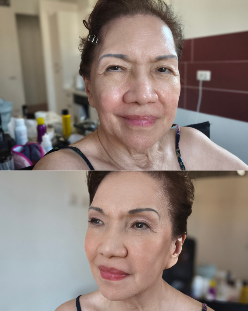 Prima e dopo il trucco su occhi incappucciati: lo sguardo appare più aperto